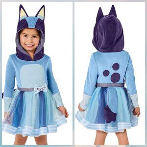 Bluey Velour Dress Hooded W Tail‎ Girls Size 2T Spirit Halloween Costume